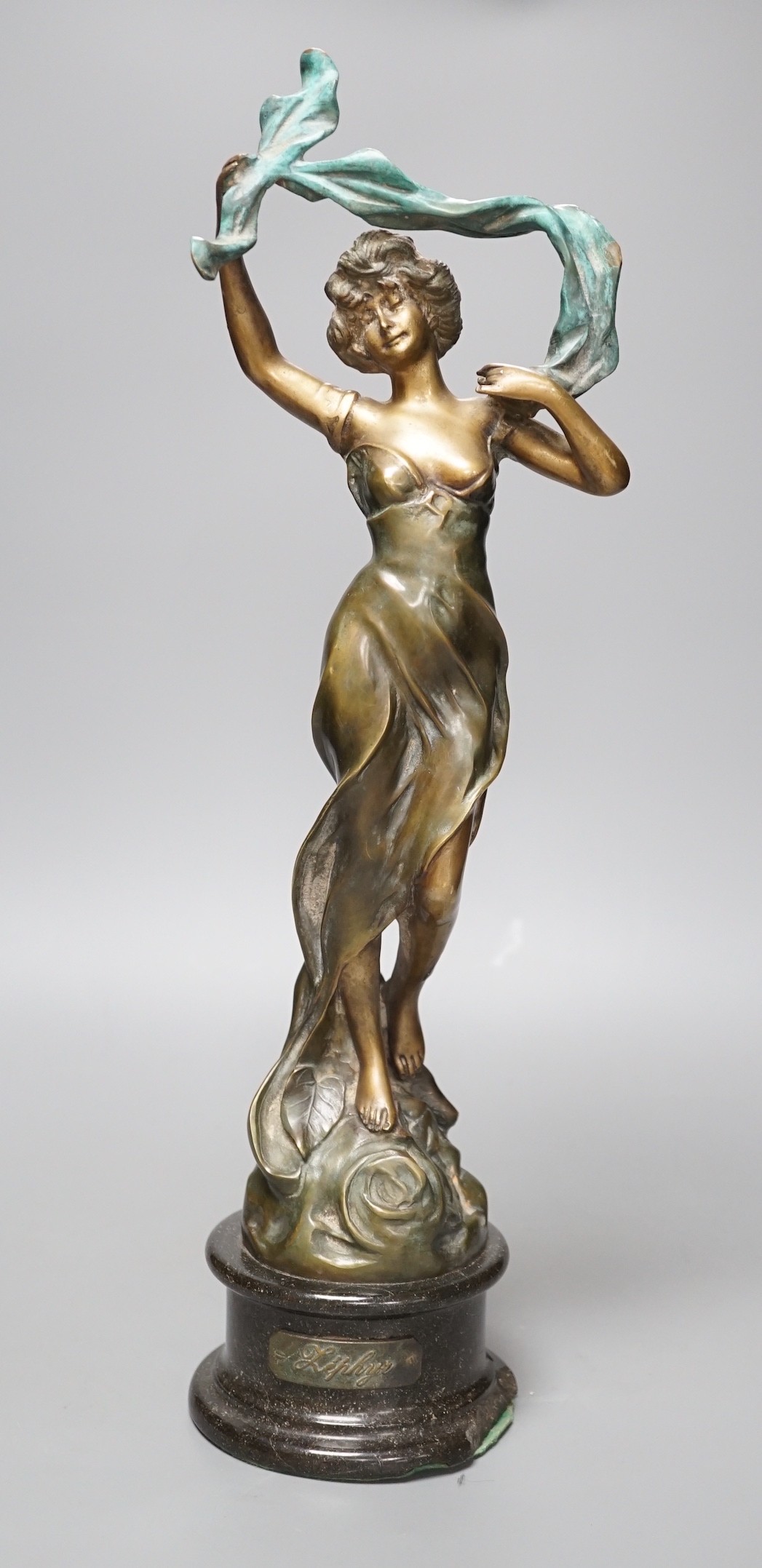 After Paladini, bronze figure titled ‘Zephyr’, apocryphal date 1912, 45.5cm